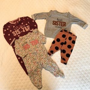 3/$20 Little Sister Baby Girl Bundle 0-3 months